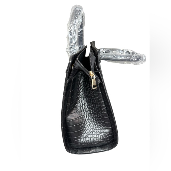 JustFab Black Croc-Embossed Satchel Tote | Chain Strap | NEW - Picture 8 of 8